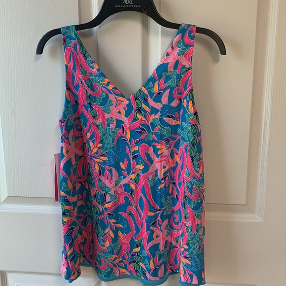 NWT Lilly Pulitzer Florin Sleeveless Reversible Top XS Seaweed Samba Engineer - Picture 5 of 9
